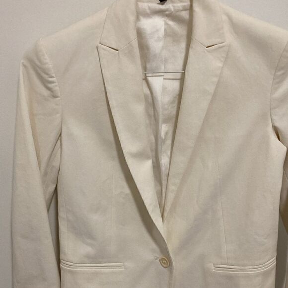 Theory One-Button Cotton Woman’s Blazer in Rice. Size 00. Made in USA. - Picture 2 of 8
